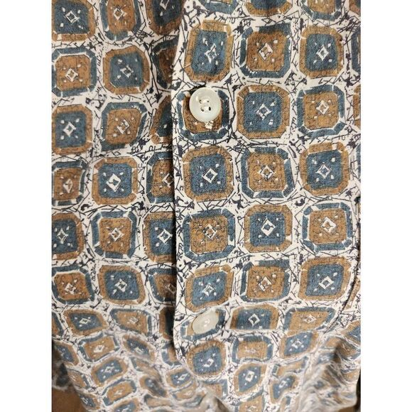 60s 70s Print Vintage Cotton Shirt Button Down Dress Disco 1970s Single Pocket - Picture 6 of 6